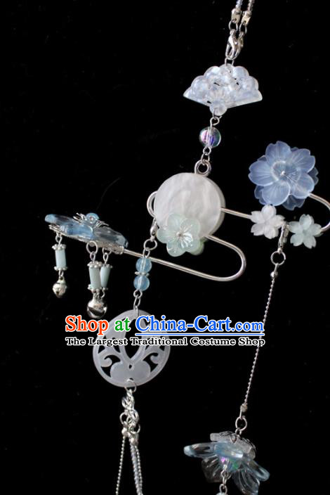 Chinese Traditional Ming Dynasty Shell Waist Pendant Handmade Ancient Swordsman Belt Tassel Accessories