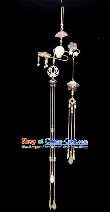 Chinese Traditional Ming Dynasty Shell Waist Pendant Handmade Ancient Swordsman Belt Tassel Accessories