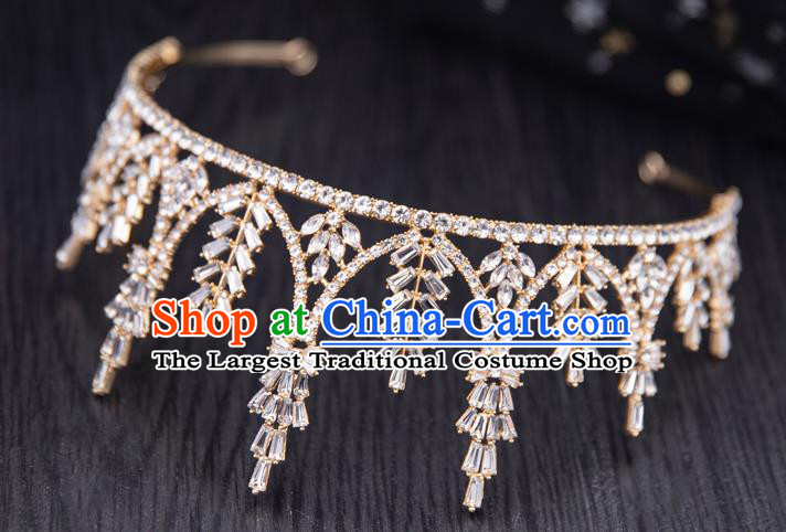 Top Handmade Wedding Bride Crystal Beads Royal Crown Baroque Princess Hair Accessories for Women
