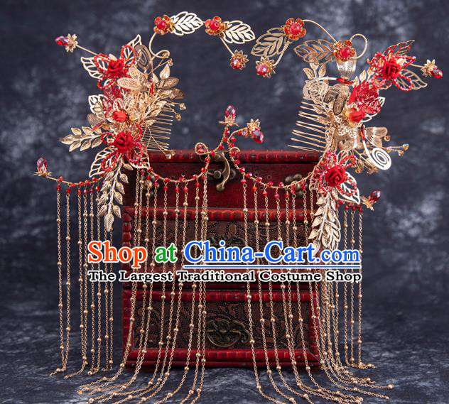 Chinese Traditional Wedding Hanfu Tassel Hairpins Handmade Ancient Bride Dragonfly Hair Accessories for Women