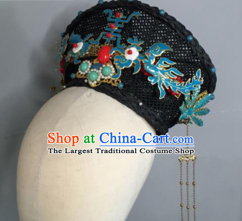 Chinese Handmade Qing Dynasty Hairpins Hat Ancient Manchu Imperial Consort Hair Accessories for Women