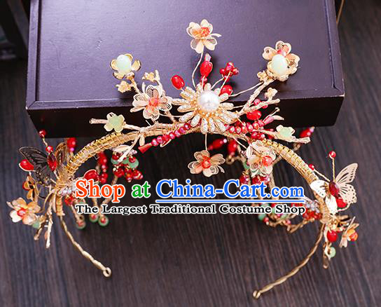 Traditional Chinese Wedding Golden Hair Clasp Hairpins Handmade Ancient Bride Hair Accessories for Women