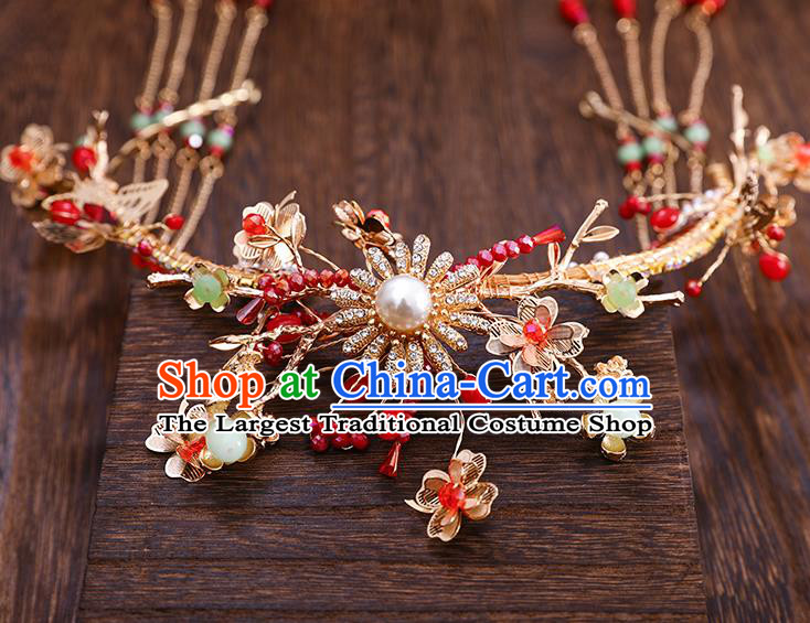 Traditional Chinese Wedding Golden Hair Clasp Hairpins Handmade Ancient Bride Hair Accessories for Women