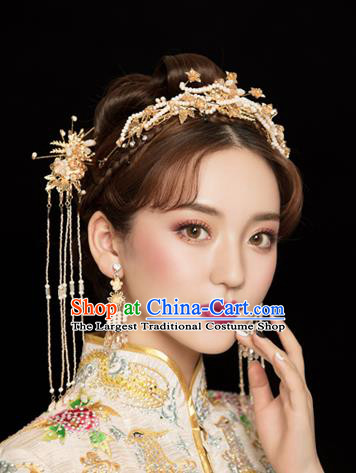 Traditional Chinese Wedding Beads Hair Comb Tassel Hairpins Handmade Ancient Bride Hair Accessories for Women