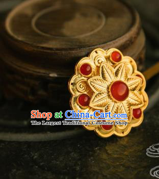 Chinese Traditional Tang Dynasty Court Golden Agate Hairpins Handmade Ancient Royal Empress Hair Accessories for Women