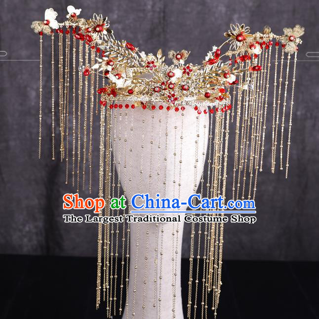 Traditional Chinese Handmade Flowers Hair Crown Chaplet Hairpins Ancient Bride Hair Accessories for Women