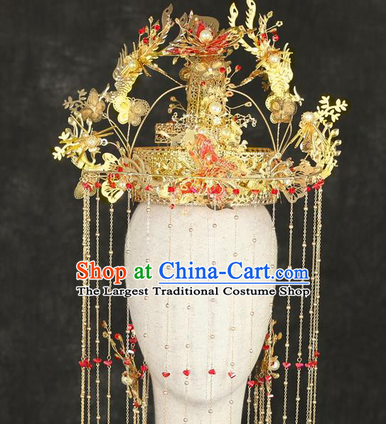 Traditional Chinese Handmade Phoenix Chaplet Hair Crown Hairpins Ancient Bride Hair Accessories for Women