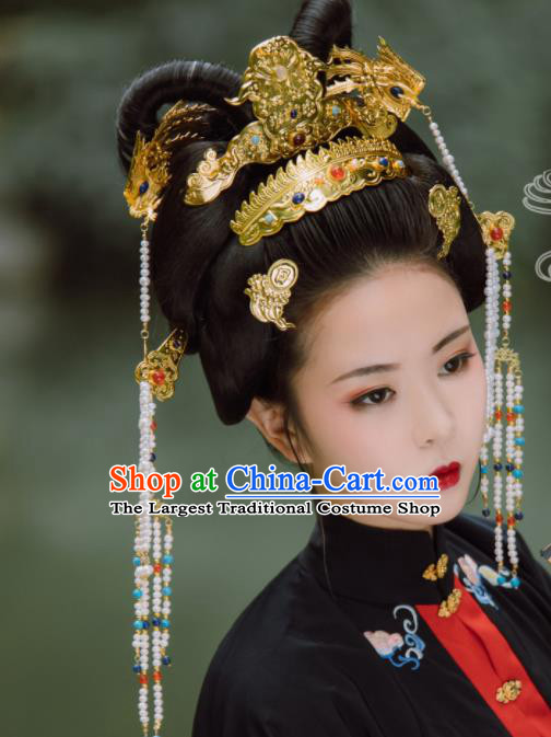 Traditional Chinese Ming Dynasty Empress Phoenix Coronet Hairpins Handmade Ancient Queen Hair Accessories for Women