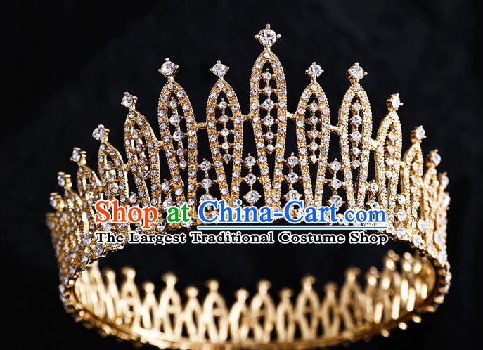 Top Handmade Wedding Bride Round Royal Crown Baroque Princess Hair Accessories for Women