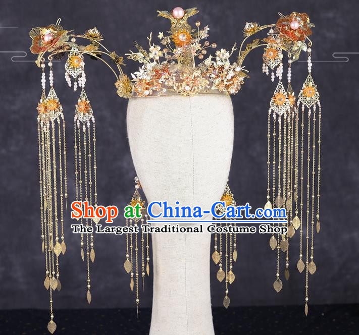 Traditional Chinese Handmade Luxury Chaplet Hair Crown Hairpins Ancient Bride Hair Accessories for Women