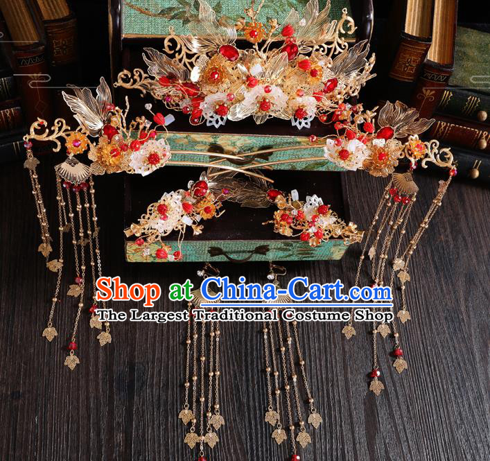 Traditional Handmade Chinese Shell Lotus Chaplet Hair Crown Hairpins Ancient Bride Hair Accessories for Women