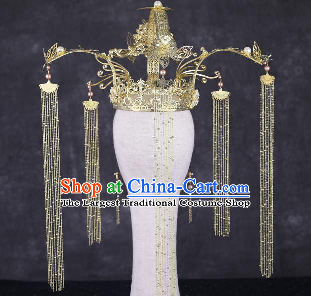Traditional Handmade Chinese Pine Hair Crown Hairpins Ancient Bride Hair Accessories for Women