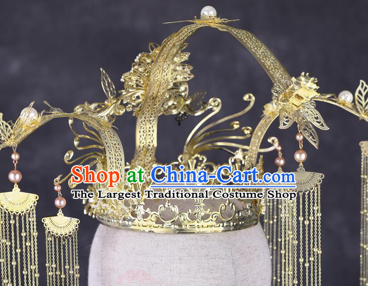 Traditional Handmade Chinese Pine Hair Crown Hairpins Ancient Bride Hair Accessories for Women