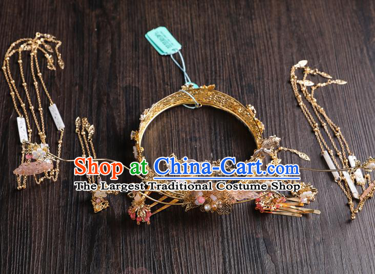 Traditional Handmade Chinese Tassel Shell Coronet Hairpins Ancient Bride Hair Accessories for Women