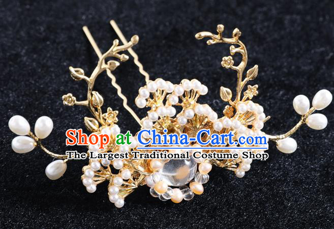 Traditional Handmade Chinese Wedding Pine Hairpins Ancient Bride Hair Accessories for Women
