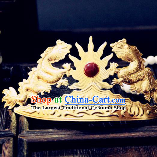 Chinese Traditional Ming Dynasty Princess Carving Dragon Hair Comb Hairpins Handmade Ancient Royal Empress Hair Accessories for Women