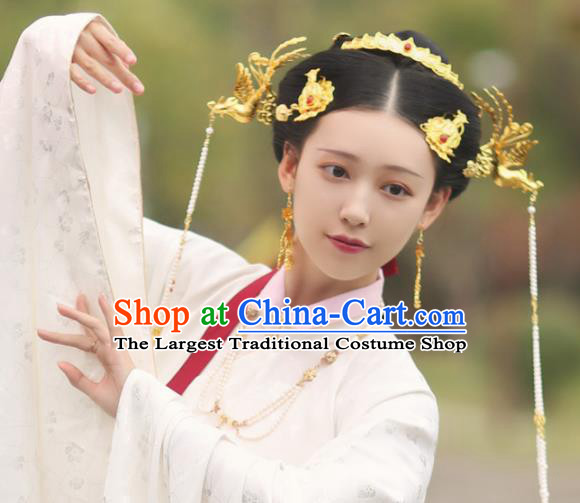 Traditional Chinese Ming Dynasty Princess Phoenix Tassel Step Shake Hairpins Handmade Ancient Queen Hair Accessories for Women