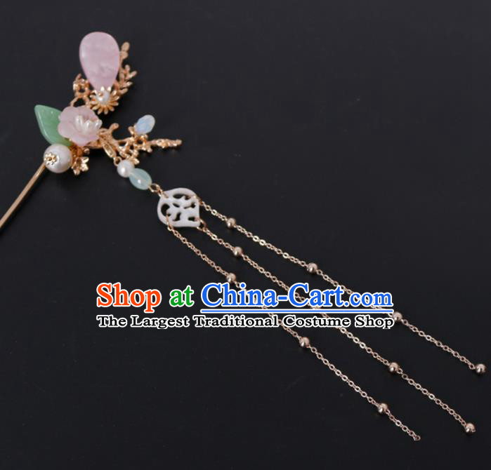 Traditional Chinese Hanfu Pink Shell Plum Hairpin Handmade Ancient Princess Hair Accessories for Women