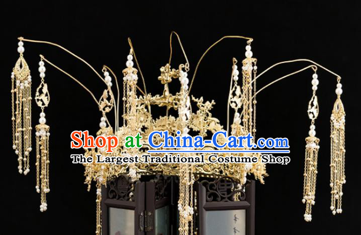 Traditional Chinese Hanfu Tassel Phoenix Coronet Handmade Ancient Princess Hair Accessories for Women