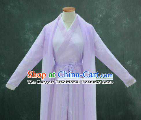 Chinese Drama Ancient Swordswoman Purple Hanfu Dress Ming Dynasty Princess Costume for Women