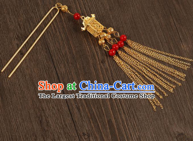 Traditional Chinese Hanfu Golden Tassel Hairpins Handmade Ancient Princess Hair Accessories for Women