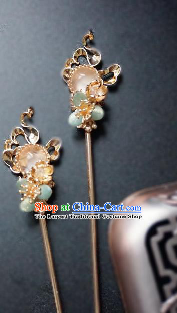 Chinese Traditional Ming Dynasty Quartz Hairpin Hairpins Ancient Empress Hair Accessories for Women