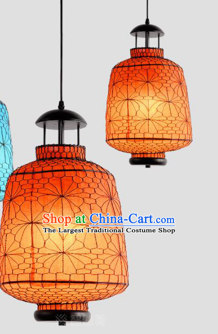 Chinese Traditional Iron Orange Hanging Lantern Handmade Lamp Palace Lanterns