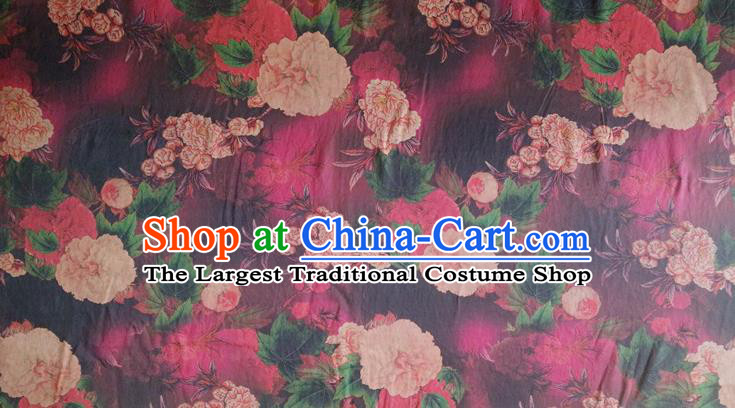 Chinese Traditional Peony Pattern Rosy Silk Fabric Mulberry Silk Fabric Hanfu Dress Material