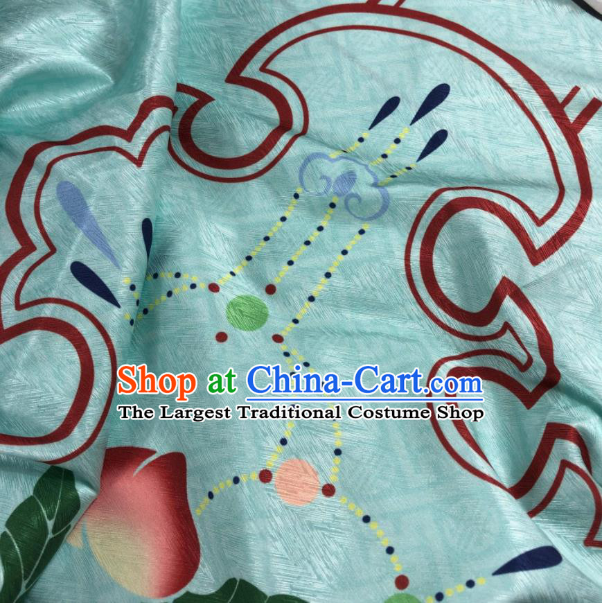 Chinese Traditional Peach Pattern Green Brocade Hanfu Fabric Silk Fabric Hanfu Dress Material