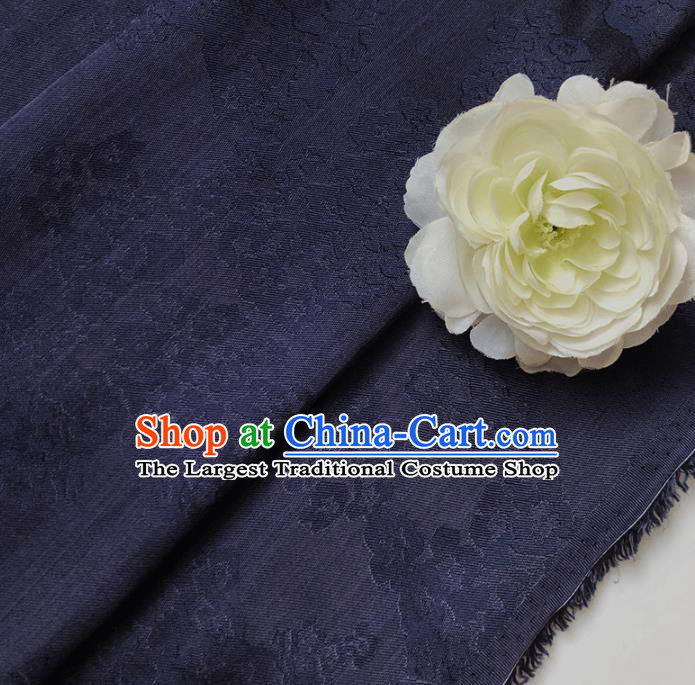 Chinese Traditional Classical Hydrangea Pattern Navy Cotton Fabric Imitation Silk Fabric Hanfu Dress Material