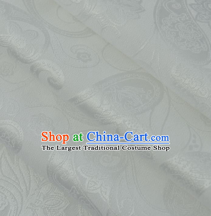 Chinese Traditional Pattern White Chiffon Hanfu Fabric Silk Fabric Hanfu Dress Material