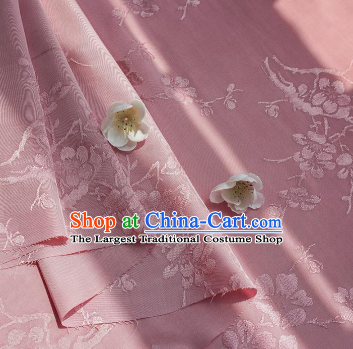 Chinese Traditional Classical Plum Blossom Pattern Pink Cotton Fabric Imitation Silk Fabric Hanfu Dress Material