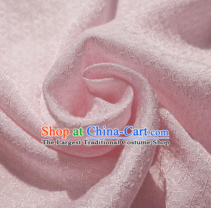 Chinese Traditional Classical Rhombus Pattern Pink Cotton Fabric Imitation Silk Fabric Hanfu Dress Material