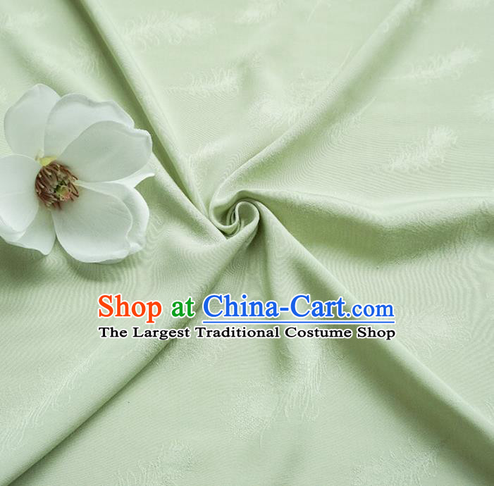 Chinese Traditional Classical Feather Pattern Light Green Cotton Fabric Imitation Silk Fabric Hanfu Dress Material