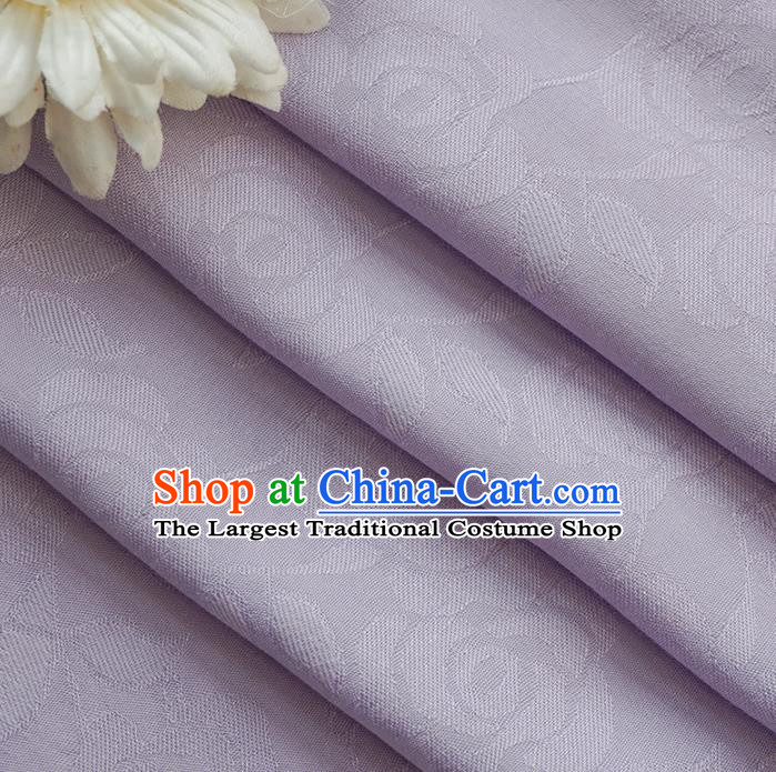 Chinese Traditional Classical Jacquard Roses Pattern Lilac Cotton Fabric Imitation Silk Fabric Hanfu Dress Material