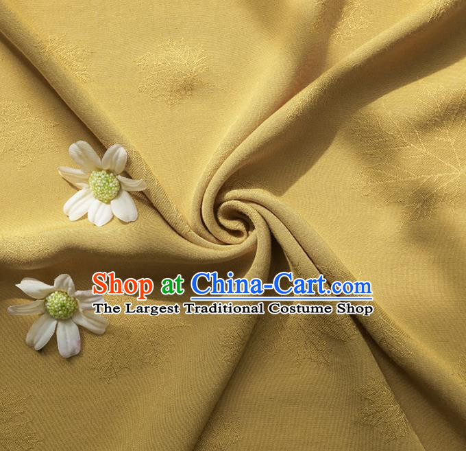 Chinese Traditional Classical Jacquard Maple Leaf Pattern Ginger Cotton Fabric Imitation Silk Fabric Hanfu Dress Material