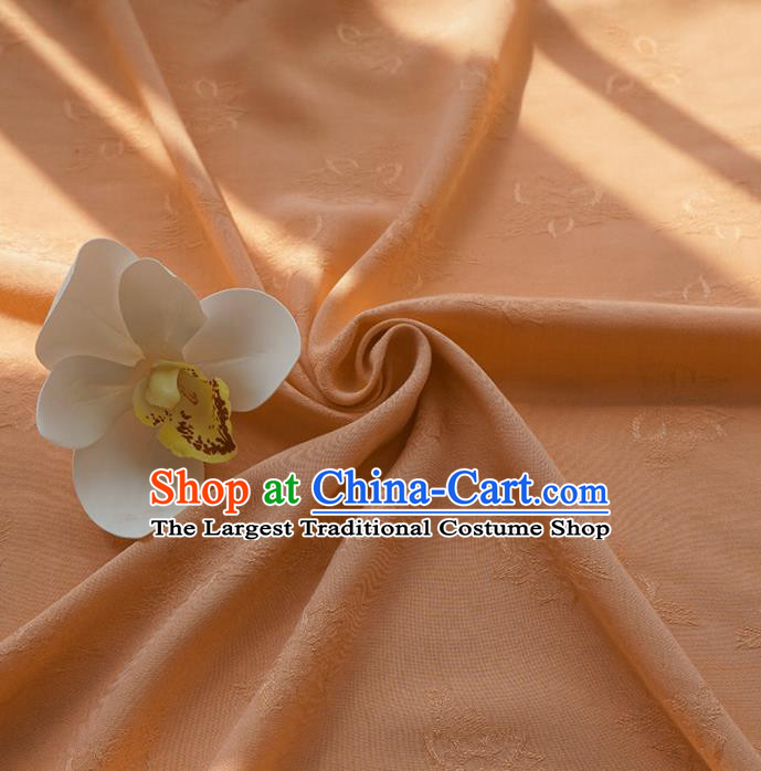 Chinese Traditional Classical Pattern Orange Cotton Fabric Imitation Silk Fabric Hanfu Dress Material