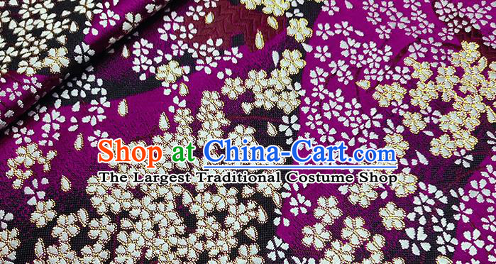 Japanese Traditional Sakura Pattern Kimono Amaranth Brocade Fabric Tapestry Satin Fabric Nishijin Material