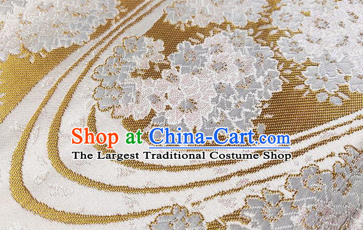 Japanese Traditional Hydrangea Pattern Kimono Golden Brocade Fabric Tapestry Satin Fabric Nishijin Material