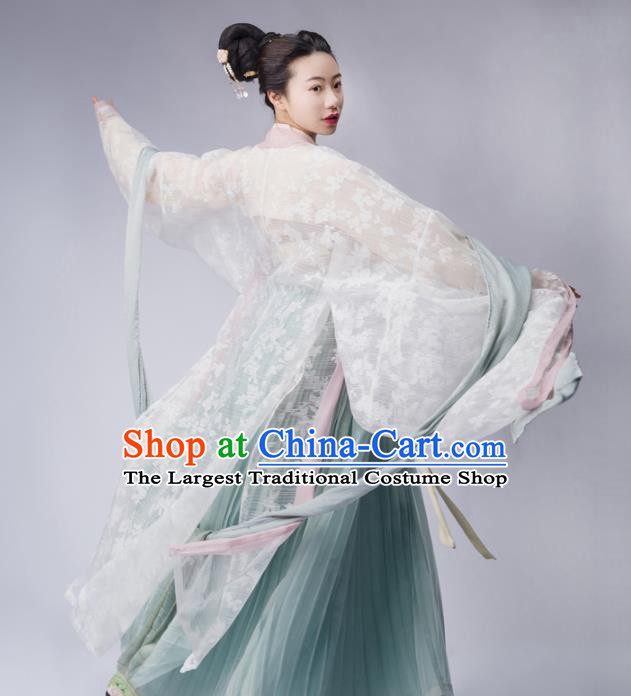 Chinese Ancient Tang Dynasty Court Lady Embroidered Dress Traditional Royal Princess Costume for Women