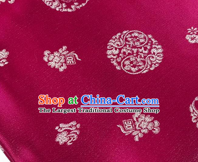 Chinese Traditional Pattern Wine Red Brocade Fabric Silk Satin Fabric Hanfu Material
