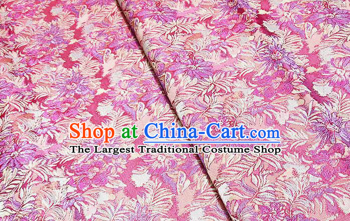 Japanese Traditional Flowers Pattern Kimono Rosy Brocade Fabric Tapestry Satin Fabric Nishijin Material