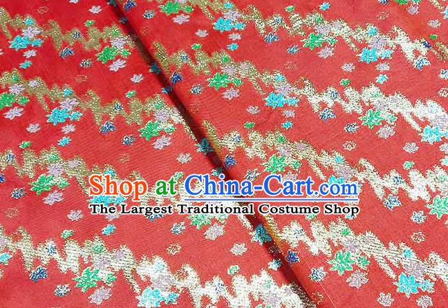 Japanese Traditional Maple Leaf Pattern Kimono Red Brocade Fabric Tapestry Satin Fabric Nishijin Material