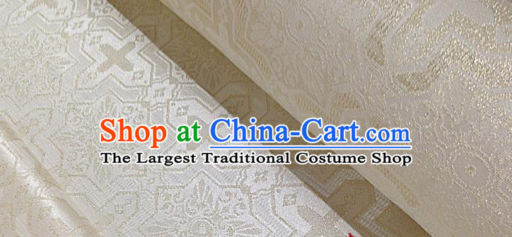 Japanese Traditional Pattern Kimono White Brocade Fabric Tapestry Satin Fabric Nishijin Material