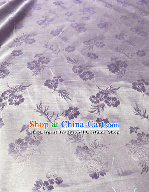 Chinese Traditional Pattern Lilac Silk Fabric Hanfu Brocade Material