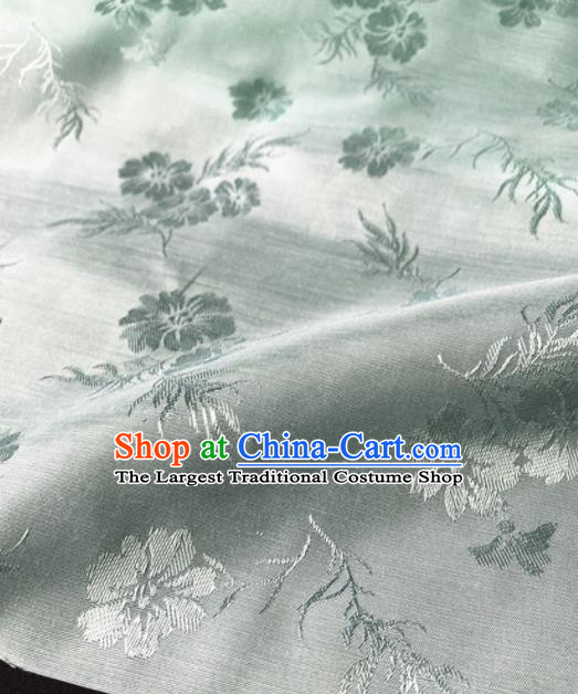 Chinese Traditional Flowers Pattern Light Green Silk Fabric Hanfu Brocade Material