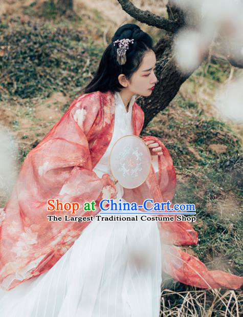 Chinese Ancient Swordswoman Hanfu Embroidered Dress Traditional Jin Dynasty Palace Princess Costumes for Women