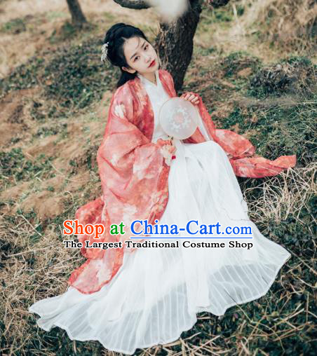 Chinese Ancient Swordswoman Hanfu Embroidered Dress Traditional Jin Dynasty Palace Princess Costumes for Women
