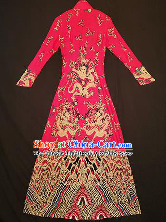 Chinese Traditional National Linen Qipao Tang Suit Cheongsam Dress Costume for Women