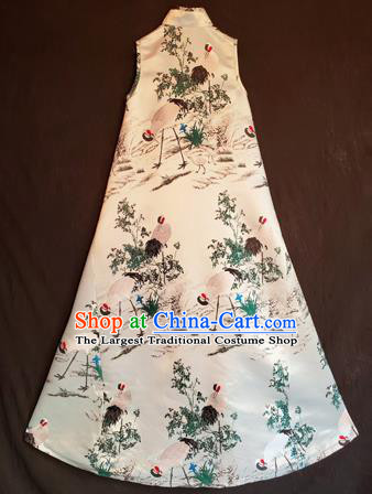 Chinese Traditional National White Brocade Qipao Dress Tang Suit Cheongsam Costume for Women
